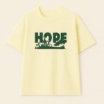 Light yellow oversized cotton t‑shirt with HOPE print