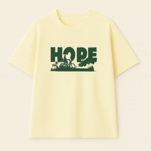 Light yellow oversized cotton t‑shirt with HOPE print