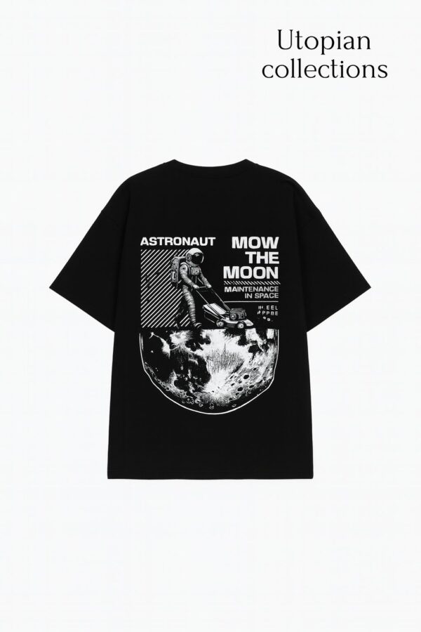 Black Oversized Graphic T‑Shirt (Mow the Moon Back Print)