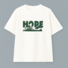 White oversized cotton t‑shirt with HOPE print on front