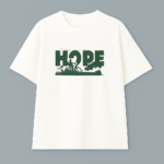 White oversized cotton t‑shirt with HOPE print on front