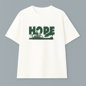 White oversized cotton t‑shirt with HOPE print on front